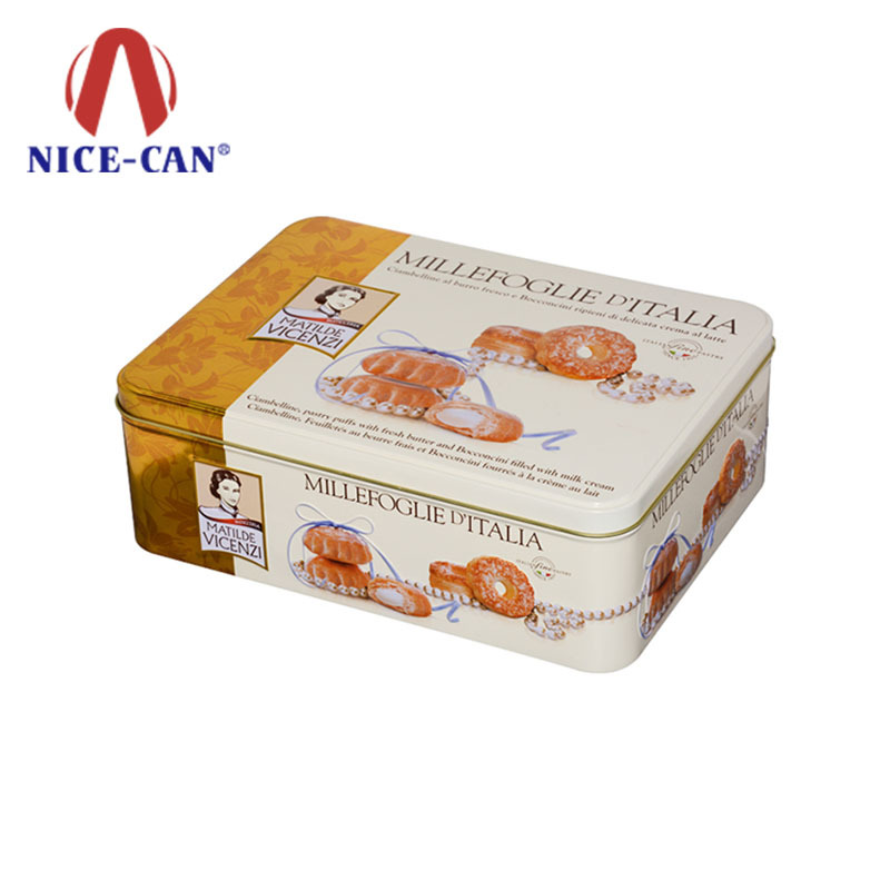 Metal tin storage rectangular biscuit tin box food packaging tin can