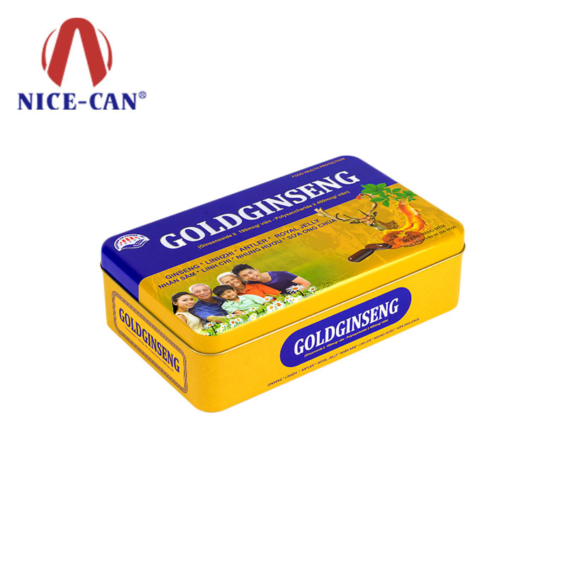 Rectangle food grade tin box American ginseng capsule custom gift tin boxes