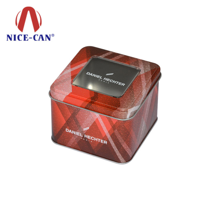 Customize printing empty metal food tin boxes with pvc window