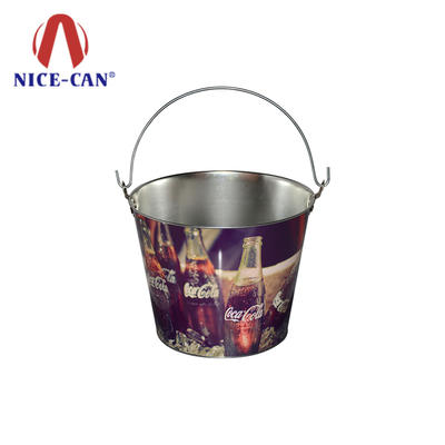 Custom round metal promotional tin ice bucket cooler beer buckets