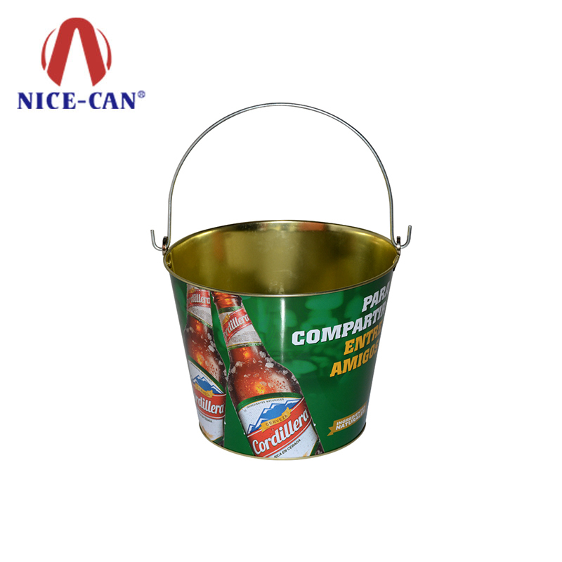 5L galvanized metal promotional tin bucket large metal ice bucket with hand-held