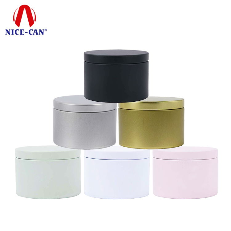 [20 Years Factory] Metal Packaging Manufacture Custom Logo Printed Round Shape Seamless 8oz Candle Tins With Lid