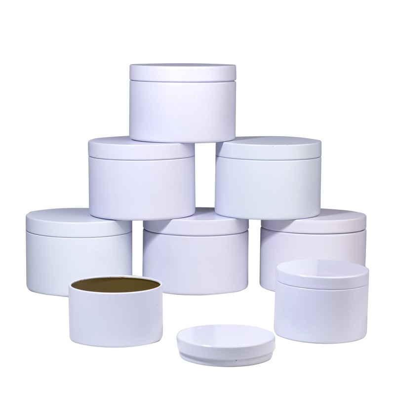 NICE-CAN Factory Metal Packaging Manufacture Custom Logo Printed Shape Small Round White 4oz Candle Tin